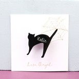 Personalised Black Cat Halloween Brooch