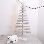 Large Sparkly Natural Wood Christmas Tree Ornament
