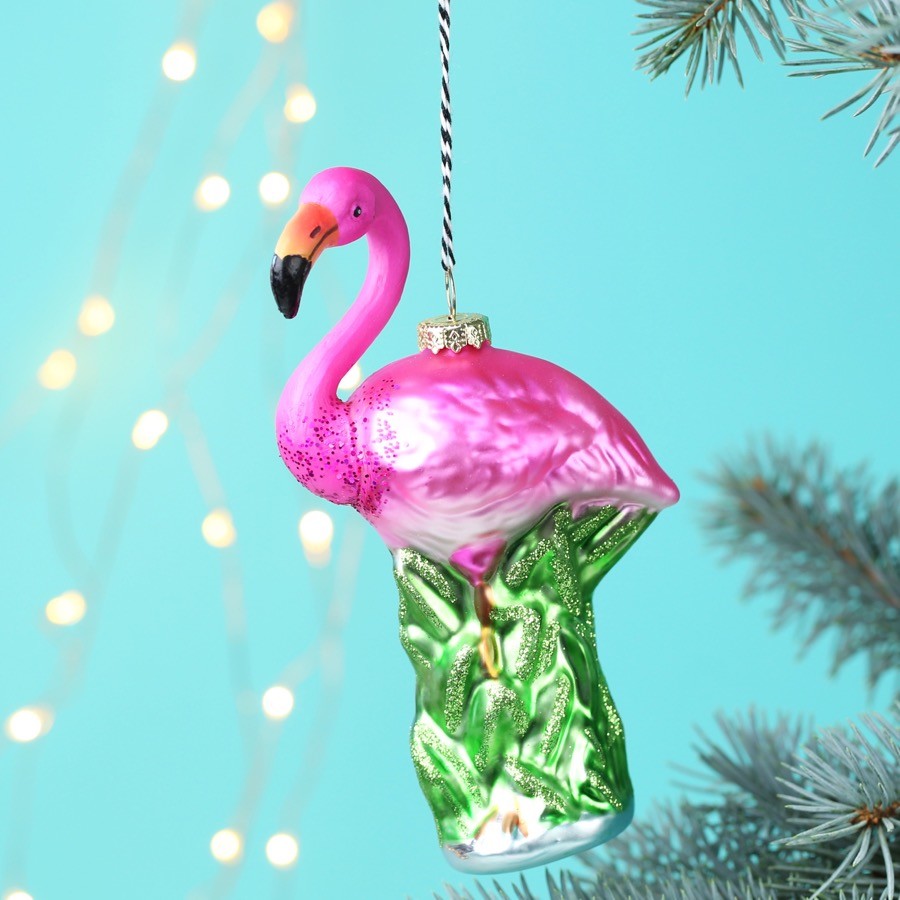 Sparkly Flamingo Bauble Christmas Lisa Angel