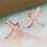 Rose Gold Dragonfly Stud Earrings