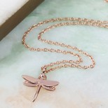 Rose Gold Dragonfly Pendant Necklace