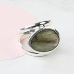 Labradorite Stone and Sterling Silver Double Band Ring