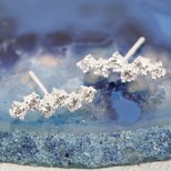 Slim Sterling Silver and Diamante Stud Earrings