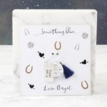 Personalised Lucky Silver Coin and Navy Tassel Tag Pin