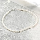 Personalised Handmade Seed Pearl and Sterling Silver Bar Bracelet