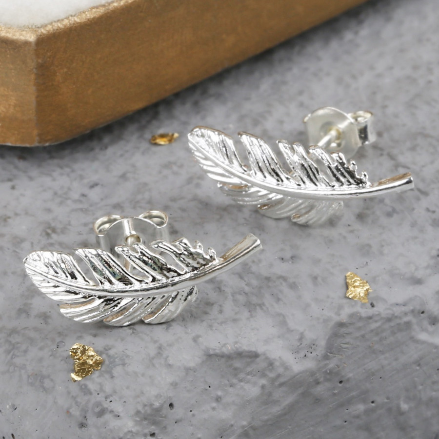 Silver Feather Earrings Jewellery Lisa Angel Delicate