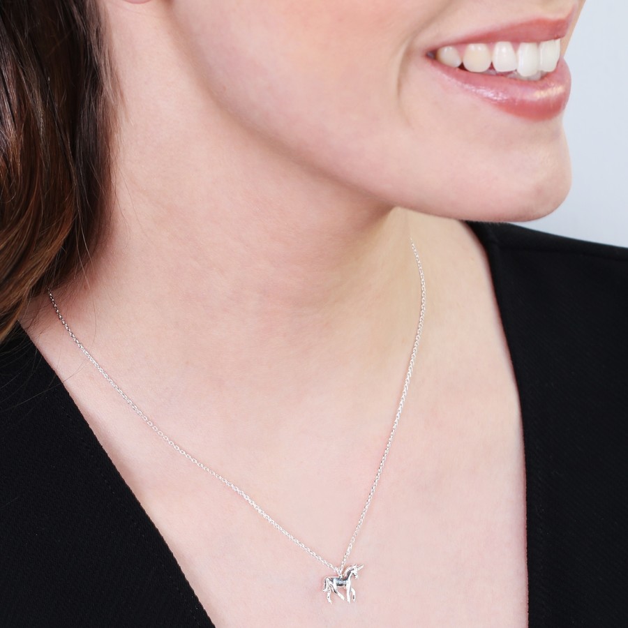 Estella Bartlett 'Treasure Me' Silver Unicorn Necklace Women's