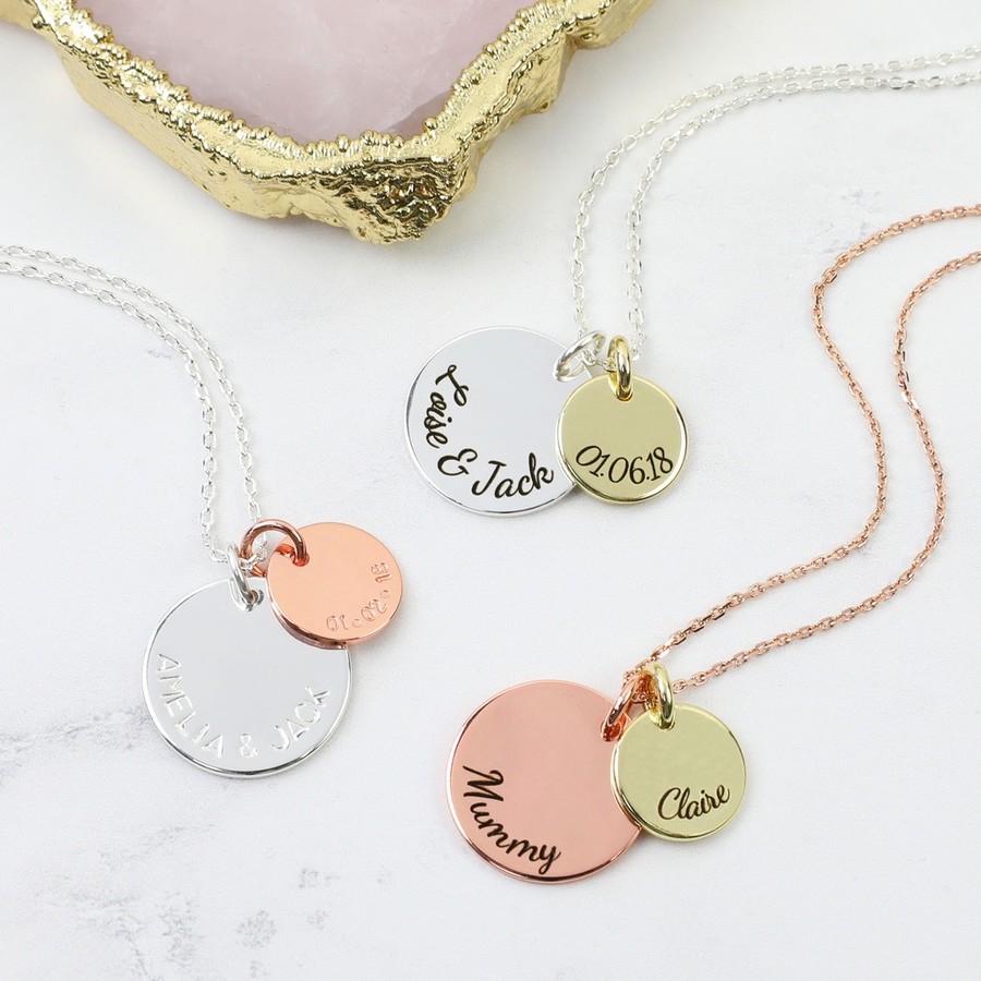Personalised Double Disc Charm Necklace Lisa Angel