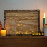 Personalised Wooden Christmas Houses Light Box Frame