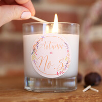 Personalised Floral Autumn Wreath Scented Candle