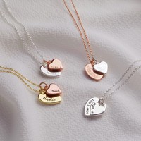 Personalised Double Heart Charm Necklace