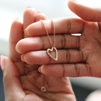 Personalised Gold Sterling Silver Heart Outline Necklace